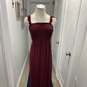 Burgundy Maxi  - Shirred all the way around - Great Dress for Maternity.